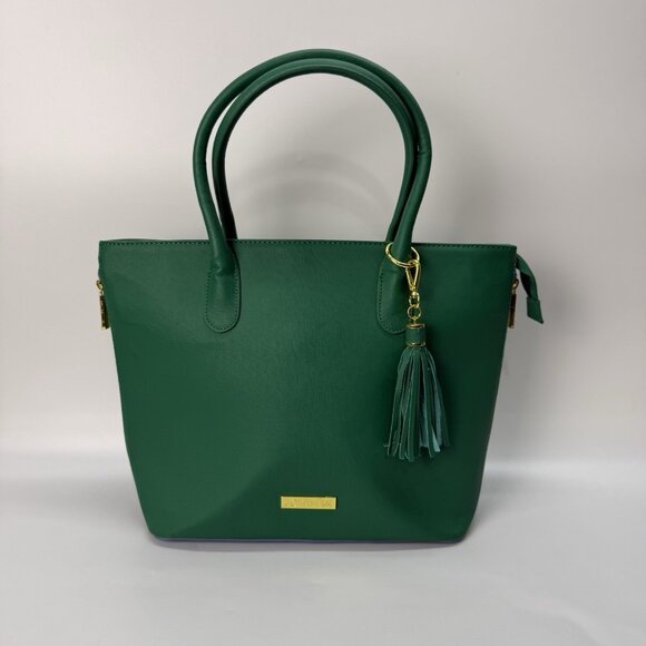 JOY & IMAN Handbags - Joy &‎ Iman Kelly Green Leather Tote Bag Structured Satchel Purse Business Chic